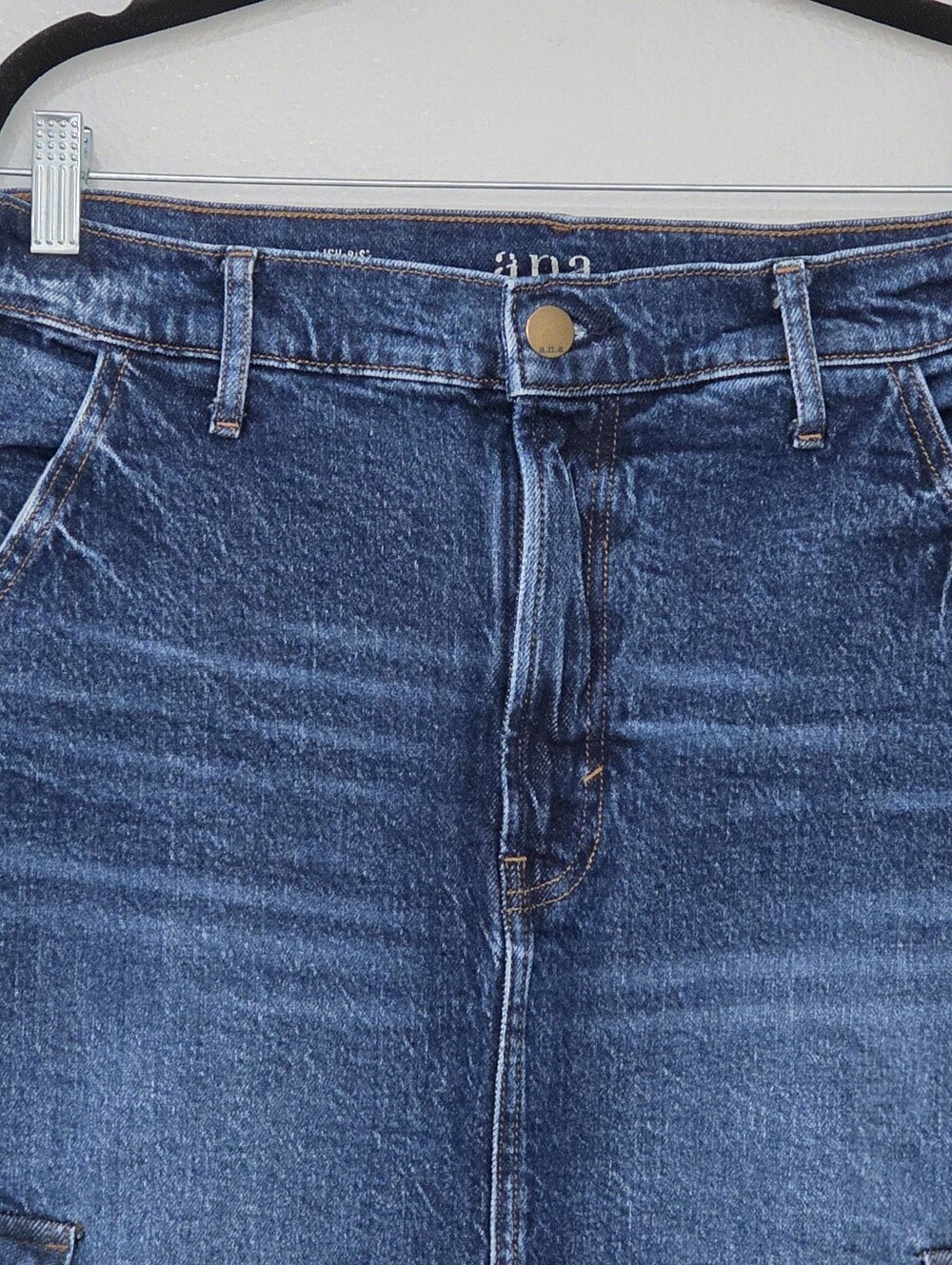 A.n.a High Rise Cargo Denim Dark Wash Maxi Skirt - Picture 4 of 7